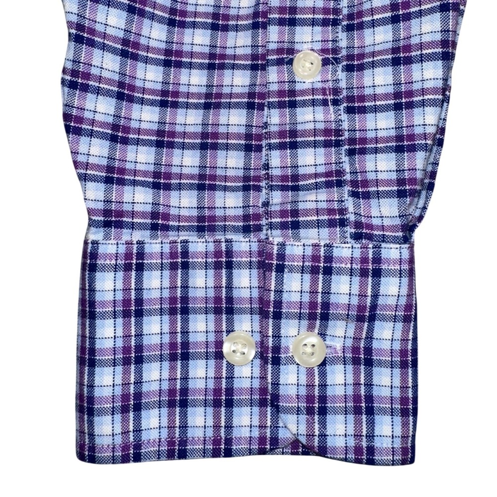Dockers Battery & Street Shirt Mens XL Purple Blue Plaid Stretch Fit - Picture 6 of 8